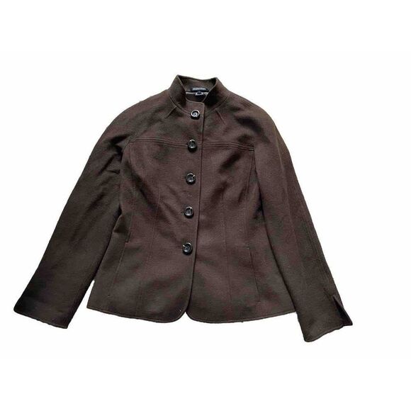 Ellen Tracy Blazer Top Brown 100% Wool Size 8 - Picture 1 of 10